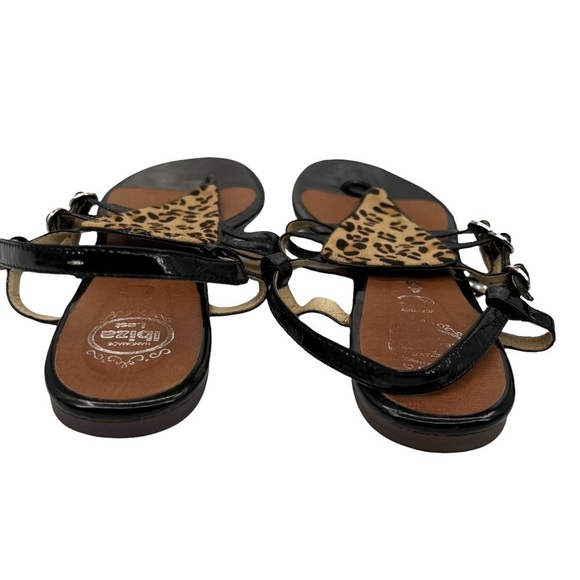Jeffrey Campbell Johnny Fur Leopard Print Flat T-Strap Sandals Size 8 Women's - Picture 8 of 9